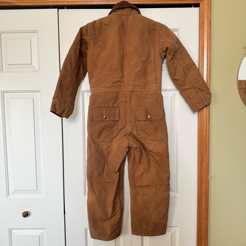 Carhartt Vintage Kids Brown Quilt Lined Duck Coveralls Insulated - Picture 5 of 9